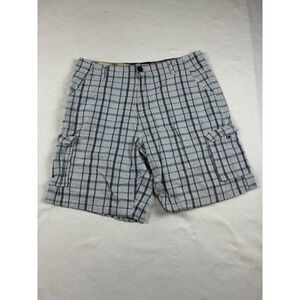 True Rock Mens Cargo Shorts Size 36 Gray Plaid Casual Utility Pockets Summer